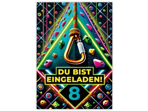 12 Einladungskarten zum 8. Kindergeburtstag Mädchen Jungen Klettern Kletterpark coole bunte Einladungen achte Geburtstag 12 Einladungskarten zum 8. Kindergeburtstag Mädchen Jungen Klettern Kletterpark coole bunte Einladungen achte Geburtstag von JuNa-Experten