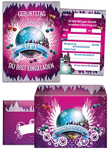 JuNa-Experten 12 Einladungskarten zum Geburtstag VIP incl. 12 Umschläge/Mädchen/Kindergeburtstag/Erwachsene/Disco-Party JuNa-Experten 12 Einladungskarten zum Geburtstag VIP incl. 12 Umschläge/Mädchen/Kindergeburtstag/Erwachsene/Disco-Party von JuNa-Experten