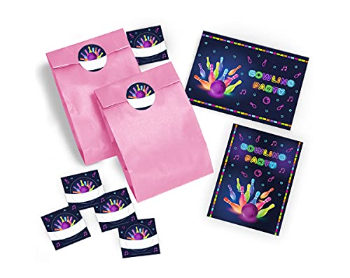 12 Einladungskarten zum Kindergeburtstag "Bowling" für Mädchen und Jungen/Erwachsene incl. 12 Umschläge, 12 Tüten/rosa, 12 Aufkleber/bunte Einladungen zum Geburtstag/Geburtstagseinladungen 12 Einladungskarten zum Kindergeburtstag "Bowling" für Mädchen und Jungen/Erwachsene incl. 12 Umschläge, 12 Tüten/rosa, 12 Aufkleber/bunte Einladungen zum Geburtstag/Geburtstagseinladungen von JuNa-Experten