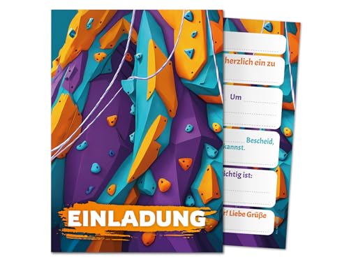 12 Einladungskarten zum Kindergeburtstag Mädchen Jungen Klettern Kletterpark coole bunte Einladungen zum Geburtstag von JuNa-Experten