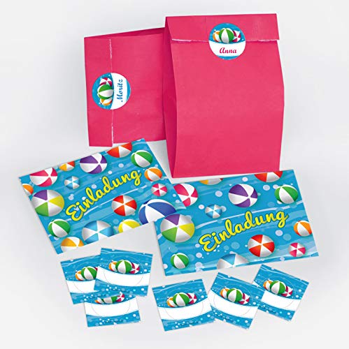 12 Einladungskarten zum Kindergeburtstag Schwimmbad Party Wasserbälle für Mädchen und Jungen / Pool Party / bunte Einladungen zum Geburtstag inkl. 12 Umschläge, 12 Party-Tüten / rosa, 12 Aufkleber 12 Einladungskarten zum Kindergeburtstag Schwimmbad Party Wasserbälle für Mädchen und Jungen / Pool Party / bunte Einladungen zum Geburtstag inkl. 12 Umschläge, 12 Party-Tüten / rosa, 12 Aufkleber von JuNa-Experten