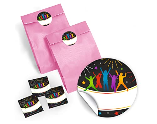 12 Geschenktüten / Hellrosa + 12 Aufkleber Jump Party Trampolin für Mitgebsel Gastgeschenk beim Kindergeburtstag Jungen Mädchen von JuNa-Experten