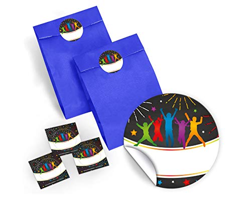 12 Geschenktüten/dunkelblau + 12 Aufkleber Jump Party Trampolin für Mitgebsel Gastgeschenk beim Kindergeburtstag Jungen Mädchen von JuNa-Experten