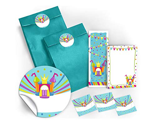 12 Lesezeichen + 12 Mini-Notizblöcke + 12 Geschenktüten / blau + 12 Aufkleber Jump Trampolin Party Mitgebsel Gastgeschenk beim Kindergeburtstag Jungen Mädchen von JuNa-Experten