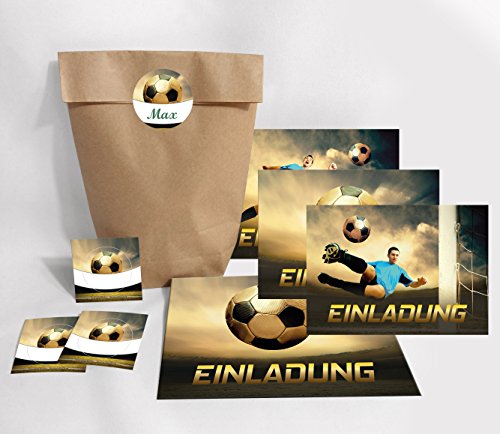 12-er Einladungskarten, Umschläge, Tüten/natur, Aufkleber Kindergeburtstag Fußball Fussball Jungen Jungs Geburtstagseinladungen Einladungen Geburtstag Kinder Kartenset 12-er Einladungskarten, Umschläge, Tüten/natur, Aufkleber Kindergeburtstag Fußball Fussball Jungen Jungs Geburtstagseinladungen Einladungen Geburtstag Kinder Kartenset von JuNa-Experten
