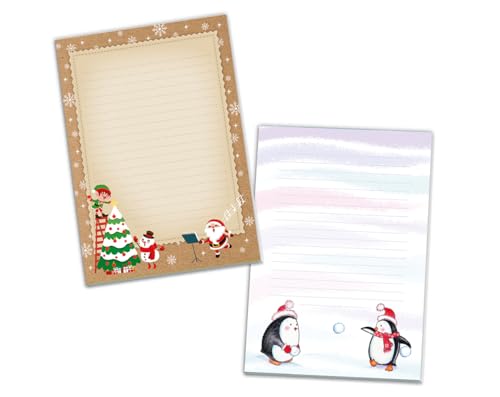2 Blöcke Weihnachtsmotiv Notizblock Schreibblock Weihnachtsbriefpapier Brief an Weihnachtsmann schreiben liniert Kinder Jungen Mädchen (2 Blöcke/Variante 1 mit je 25 Blätter in A5-Format) von JuNa-Experten