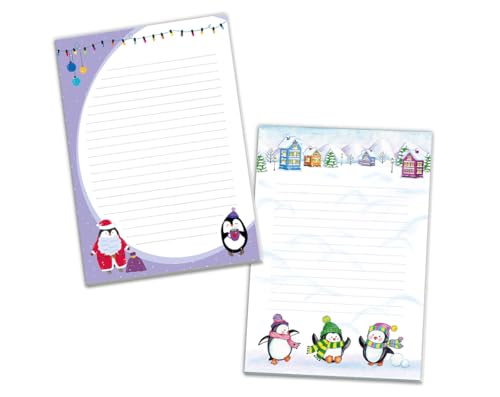 2 Blöcke Weihnachtsmotiv Notizblock Schreibblock Weihnachtsbriefpapier Brief an Weihnachtsmann schreiben liniert Kinder Jungen Mädchen (2 Blöcke/Variante 4 mit je 25 Blätter in A5-Format) von JuNa-Experten