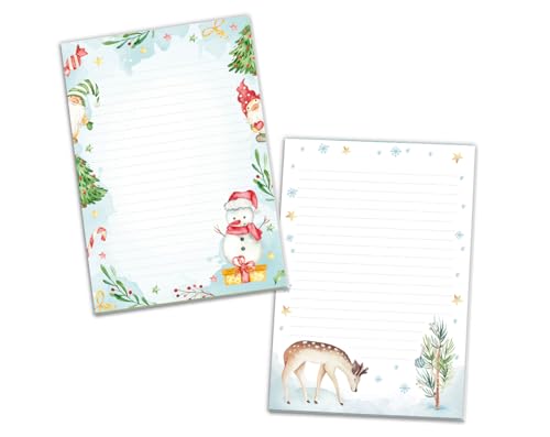 2 Blöcke Weihnachtsmotiv Notizblock Schreibblock Weihnachtsbriefpapier Brief an Weihnachtsmann schreiben liniert Kinder Mädchen Jungen (2 Blöcke/Variante 1 mit je 25 Blätter in A5-Format) von JuNa-Experten