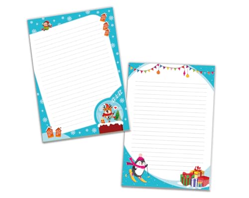 2 Blöcke Weihnachtsmotiv Notizblock Schreibblock Weihnachtsbriefpapier Brief an Weihnachtsmann schreiben liniert Kinder Mädchen Jungen (2 Blöcke/Variante 2 mit je 25 Blätter in A5-Format) von JuNa-Experten