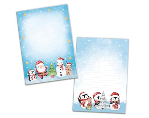 2 Blöcke Weihnachtsmotiv Notizblock Schreibblock Weihnachtsbriefpapier Brief an Weihnachtsmann schreiben liniert Kinder Mädchen Jungen (2 Blöcke/Variante 3 mit je 25 Blätter in A5-Format) von JuNa-Experten