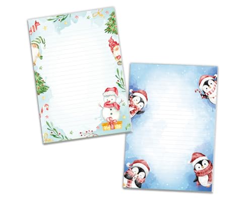 2 Blöcke Weihnachtsmotiv Notizblock Schreibblock Weihnachtsbriefpapier Brief an Weihnachtsmann schreiben liniert Kinder Mädchen Jungen (2 Blöcke/Variante 4 mit je 25 Blätter in A5-Format) von JuNa-Experten
