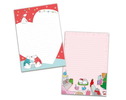 2 Blöcke Weihnachtsmotiv Notizblock Schreibblock Weihnachtsbriefpapier Brief an Weihnachtsmann schreiben liniert Kinder Mädchen Jungen (2 Blöcke/Variante 6 mit je 25 Blätter in A5-Format) von JuNa-Experten