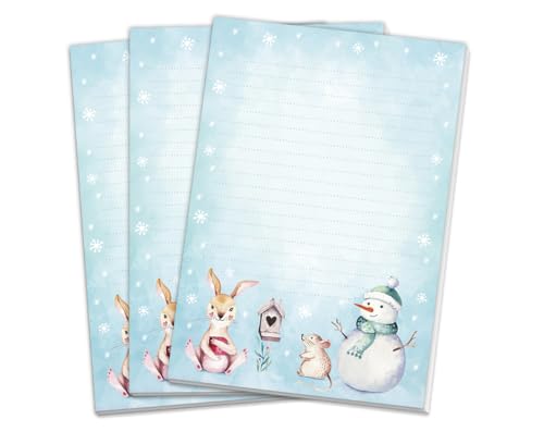 3 Blöcke Weihnachtsmotiv Notizblock Schreibblock Hase Weihnachtsbriefpapier Brief an Weihnachtsmann schreiben liniert Kinder Mädchen Jungen (3 gleiche Blöcke mit je 25 Blätter A5-Format) von JuNa-Experten