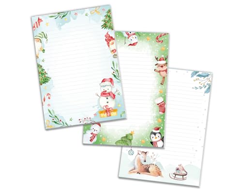 3 Blöcke Weihnachtsmotiv Notizblock Schreibblock Weihnachtsbriefpapier Brief an Weihnachtsmann schreiben liniert Kinder Mädchen Jungen (3 Blöcke/Variante 1 mit je 25 Blätter in A5-Format) von JuNa-Experten