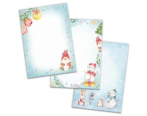 3 Blöcke Weihnachtsmotiv Notizblock Schreibblock Weihnachtsbriefpapier Brief an Weihnachtsmann schreiben liniert Kinder Mädchen Jungen (3 Blöcke/Variante 1 mit je 25 Blätter in A5-Format) von JuNa-Experten