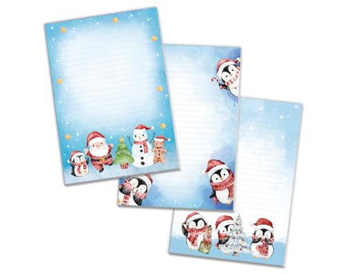 3 Blöcke Weihnachtsmotiv Notizblock Schreibblock Weihnachtsbriefpapier Brief an Weihnachtsmann schreiben liniert Kinder Mädchen Jungen (3 Blöcke/Variante 3 mit je 25 Blätter in A5-Format) von JuNa-Experten