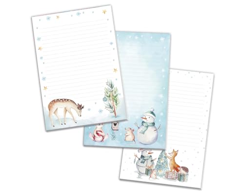 3 Blöcke Weihnachtsmotiv Notizblock Schreibblock Weihnachtsbriefpapier Brief an Weihnachtsmann schreiben liniert Kinder Mädchen Jungen (3 Blöcke/Variante 4 mit je 25 Blätter in A5-Format) von JuNa-Experten
