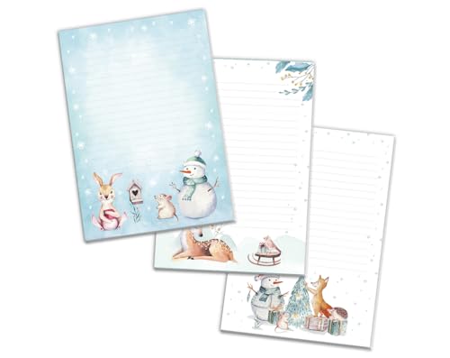 3 Blöcke Weihnachtsmotiv Notizblock Schreibblock Weihnachtsbriefpapier Brief an Weihnachtsmann schreiben liniert Kinder Mädchen Jungen (3 Blöcke/Variante 4 mit je 25 Blätter in A5-Format) von JuNa-Experten