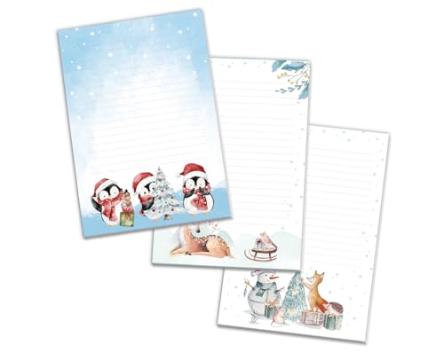 3 Blöcke Weihnachtsmotiv Notizblock Schreibblock Weihnachtsbriefpapier Brief an Weihnachtsmann schreiben liniert Kinder Mädchen Jungen (3 Blöcke/Variante 4 mit je 25 Blätter in A5-Format) von JuNa-Experten