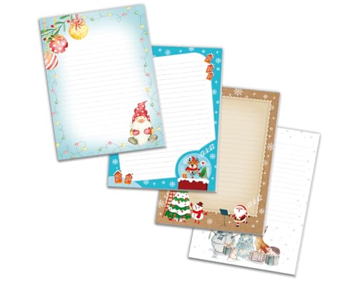 4 Blöcke Weihnachtsmotiv Notizblock Schreibblock Weihnachtsbriefpapier Brief an Weihnachtsmann schreiben liniert Kinder Mädchen Jungen (4 Blöcke/Variante 1 mit je 25 Blätter in A5-Format) von JuNa-Experten