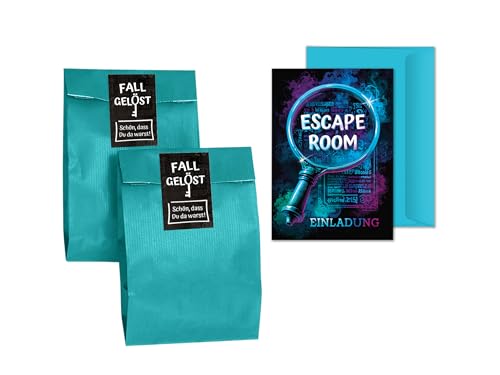 6 Einladungskarten Kindergeburtstag Escape Room Party Mädchen Jungen Jungs coole Einladungen Geburtstag Kinder Detektiv Geburtstagseinladungen inkl. 6 Umschläge, 6 Tüten / petrol, 6 Aufkleber 6 Einladungskarten Kindergeburtstag Escape Room Party Mädchen Jungen Jungs coole Einladungen Geburtstag Kinder Detektiv Geburtstagseinladungen inkl. 6 Umschläge, 6 Tüten / petrol, 6 Aufkleber von JuNa-Experten
