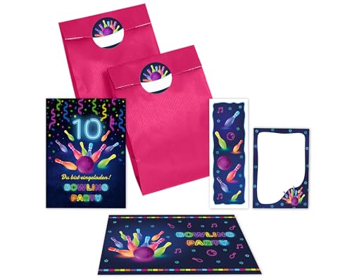6 Einladungskarten zum 10. Kindergeburtstag Bowling Kegeln Jungen Mädchen Einladung zehnte Geburtstag incl. 6 Umschläge, 6 Partytüten/pink, 6 Aufkleber, 6 Lesezeichen, 6 Mini-Notizblöcke 6 Einladungskarten zum 10. Kindergeburtstag Bowling Kegeln Jungen Mädchen Einladung zehnte Geburtstag incl. 6 Umschläge, 6 Partytüten/pink, 6 Aufkleber, 6 Lesezeichen, 6 Mini-Notizblöcke von JuNa-Experten