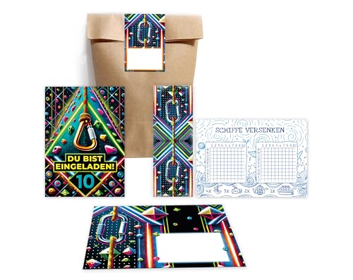 6 Einladungskarten zum 10. Kindergeburtstag Mädchen Jungen Klettern Kletterpark bunte Einladungen zehnte Geburtstag incl. 6 Umschläge, 6 Tüten/natur, 6 Aufkleber, 6 Lesezeichen, 6 Schiffe versenken 6 Einladungskarten zum 10. Kindergeburtstag Mädchen Jungen Klettern Kletterpark bunte Einladungen zehnte Geburtstag incl. 6 Umschläge, 6 Tüten/natur, 6 Aufkleber, 6 Lesezeichen, 6 Schiffe versenken von JuNa-Experten