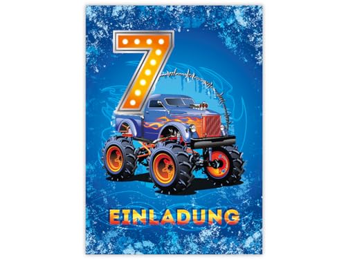 6 Einladungskarten zum 7. Kindergeburtstag Jungen Auto Monster-Truck coole Einladungen siebte Geburtstag Jungsgeburtstag 6 Einladungskarten zum 7. Kindergeburtstag Jungen Auto Monster-Truck coole Einladungen siebte Geburtstag Jungsgeburtstag von JuNa-Experten