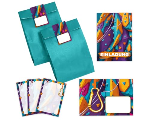 6 Einladungskarten zum Kindergeburtstag Mädchen Jungen Klettern Kletterpark coole bunte Einladungen zum Geburtstag incl. 6 Umschläge, 6 Partytüten/petrol, 6 Aufkleber, 6 Mini-Notizblöcke 6 Einladungskarten zum Kindergeburtstag Mädchen Jungen Klettern Kletterpark coole bunte Einladungen zum Geburtstag incl. 6 Umschläge, 6 Partytüten/petrol, 6 Aufkleber, 6 Mini-Notizblöcke von JuNa-Experten