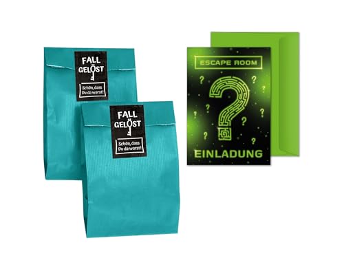 8 Einladungskarten Kindergeburtstag Escape Room Party Mädchen Jungen Jungs coole Einladungen Geburtstag Kinder Detektiv Geburtstagseinladungen grün inkl. 8 Umschläge, 8 Tüten / petrol, 8 Aufkleber 8 Einladungskarten Kindergeburtstag Escape Room Party Mädchen Jungen Jungs coole Einladungen Geburtstag Kinder Detektiv Geburtstagseinladungen grün inkl. 8 Umschläge, 8 Tüten / petrol, 8 Aufkleber von JuNa-Experten