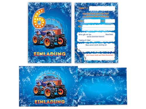 8 Einladungskarten incl. 8 Umschläge 6. Kindergeburtstag Jungen Auto Monster-Truck coole Einladungen sechste Geburtstag Jungsgeburtstag 8 Einladungskarten incl. 8 Umschläge 6. Kindergeburtstag Jungen Auto Monster-Truck coole Einladungen sechste Geburtstag Jungsgeburtstag von JuNa-Experten