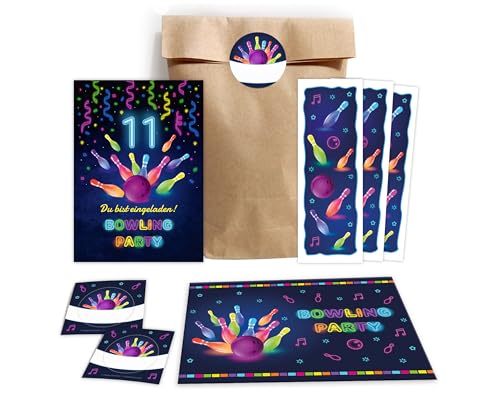 8 Einladungskarten zum 11. Kindergeburtstag Bowling Kegeln Jungen Mädchen Einladung elfte Geburtstag incl. 8 Umschläge, 8 Partytüten/natur, 8 Aufkleber, 8 Lesezeichen 8 Einladungskarten zum 11. Kindergeburtstag Bowling Kegeln Jungen Mädchen Einladung elfte Geburtstag incl. 8 Umschläge, 8 Partytüten/natur, 8 Aufkleber, 8 Lesezeichen von JuNa-Experten