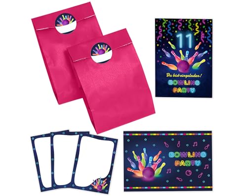 8 Einladungskarten zum 11. Kindergeburtstag Bowling Kegeln Jungen Mädchen Einladung elfte Geburtstag incl. 8 Umschläge, 8 Partytüten/pink, 8 Aufkleber, 8 Mini-Notizblöcke 8 Einladungskarten zum 11. Kindergeburtstag Bowling Kegeln Jungen Mädchen Einladung elfte Geburtstag incl. 8 Umschläge, 8 Partytüten/pink, 8 Aufkleber, 8 Mini-Notizblöcke von JuNa-Experten