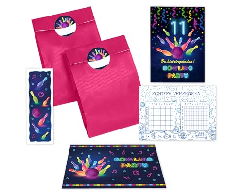 8 Einladungskarten zum 11. Kindergeburtstag Bowling Kegeln Jungen Mädchen Einladung elfte Geburtstag incl. 8 Umschläge, 8 Tüten/pink, 8 Aufkleber, 8 Lesezeichen, 8 Schiffe versenken 8 Einladungskarten zum 11. Kindergeburtstag Bowling Kegeln Jungen Mädchen Einladung elfte Geburtstag incl. 8 Umschläge, 8 Tüten/pink, 8 Aufkleber, 8 Lesezeichen, 8 Schiffe versenken von JuNa-Experten
