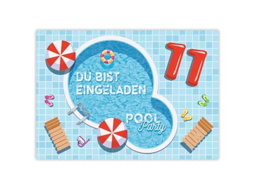 8 Einladungskarten zum 11. Kindergeburtstag Schwimmbad Schwimmen Jungen Mädchen Einladung elfte Geburtstag von JuNa-Experten