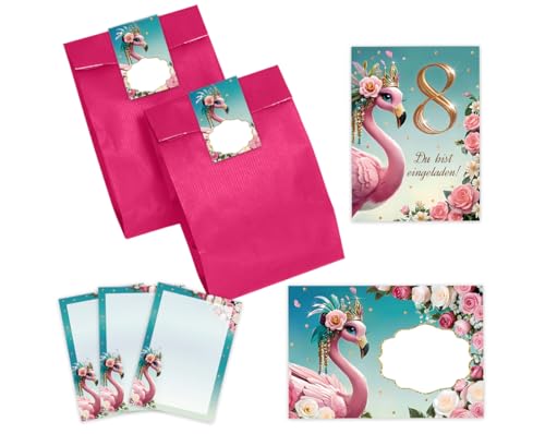 8 Einladungskarten zum 8. Kindergeburtstag Mädchen Flamingo coole bunte Einladungen achte Geburtstag Mädchengeburtstag incl. 8 Umschläge, 8 Partytüten/pink, 8 Aufkleber, 8 Mini-Notizblöcke 8 Einladungskarten zum 8. Kindergeburtstag Mädchen Flamingo coole bunte Einladungen achte Geburtstag Mädchengeburtstag incl. 8 Umschläge, 8 Partytüten/pink, 8 Aufkleber, 8 Mini-Notizblöcke von JuNa-Experten