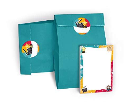 8 Mini-Notizblöcke + 8 Geschenktüten/blau + 8 Aufkleber Kino Mitgebsel Gastgeschenk beim Kindergeburtstag Mädchen Jungen 8 Mini-Notizblöcke + 8 Geschenktüten/blau + 8 Aufkleber Kino Mitgebsel Gastgeschenk beim Kindergeburtstag Mädchen Jungen von JuNa-Experten