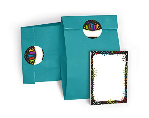 8 Mini-Notizblöcke + 8 Geschenktüten / blau + 8 Aufkleber Jump Party Trampolin Mitgebsel Gastgeschenk beim Kindergeburtstag Jungen Mädchen von JuNa-Experten