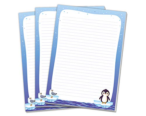 Blöcke Schreibblock mit Kindermotiv Pinguin (3 Blöcke mit je 25 Blätter in A4-Format) von JuNa-Experten