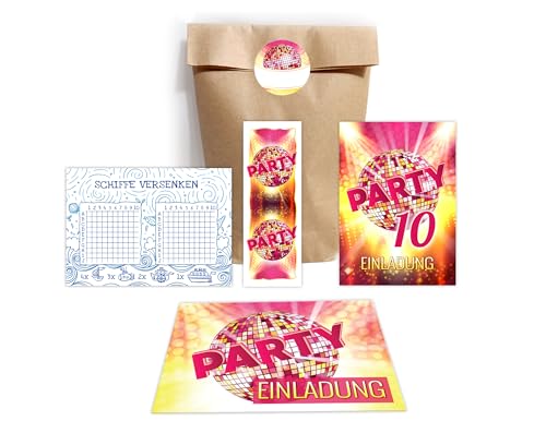 JuNa-Experten 10 Einladungskarten zum 10. Kindergeburtstag Mädchen Disco VIP Einladung zehnte Geburtstag incl. 10 Umschläge, 10 Tüten/natur, 10 Aufkleber, 10 Lesezeichen, 10 Schiffe versenken JuNa-Experten 10 Einladungskarten zum 10. Kindergeburtstag Mädchen Disco VIP Einladung zehnte Geburtstag incl. 10 Umschläge, 10 Tüten/natur, 10 Aufkleber, 10 Lesezeichen, 10 Schiffe versenken von JuNa-Experten