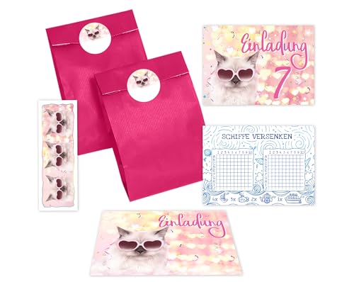 JuNa-Experten 10 Einladungskarten zum 7. Kindergeburtstag Mädchen Katze Tiere Einladung siebte Geburtstag incl. 10 Umschläge, 10 Tüten/pink, 10 Aufkleber, 10 Lesezeichen, 10 Schiffe versenken JuNa-Experten 10 Einladungskarten zum 7. Kindergeburtstag Mädchen Katze Tiere Einladung siebte Geburtstag incl. 10 Umschläge, 10 Tüten/pink, 10 Aufkleber, 10 Lesezeichen, 10 Schiffe versenken von JuNa-Experten