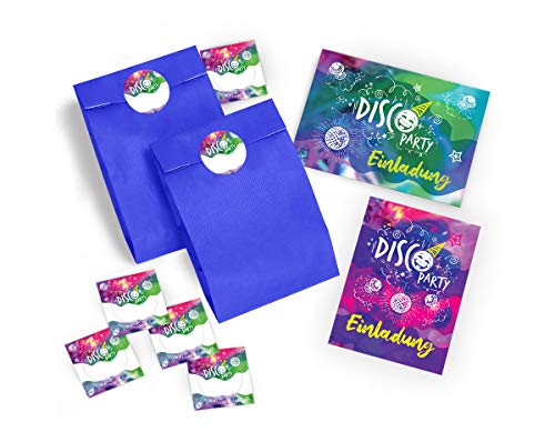 JuNa-Experten 10 Einladungskarten zum Kindergeburtstag Mädchen Jungen Disco-Party incl. 10 Umschläge, 10 Tüten/dunkelblau, 10 Aufkleber JuNa-Experten 10 Einladungskarten zum Kindergeburtstag Mädchen Jungen Disco-Party incl. 10 Umschläge, 10 Tüten/dunkelblau, 10 Aufkleber von JuNa-Experten