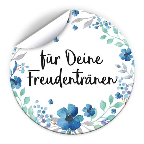 JuNa-Experten 100 Aufkleber für Freudentränen für Hochzeit, Taufe/Aufkleber für Taschentuchtüten/romantische Sticker für Geschenkverpüackung Taschentuchverpackung von JuNa-Experten