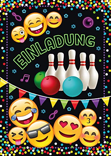 JuNa-Experten 12 x Einladungskarten Kindergeburtstag Bowling – Einladungen zur Bowling-Party für Jungen & Mädchen – Geburtstagseinladungen Kinder - Kartenset für Bowling-Motto von JuNa-Experten