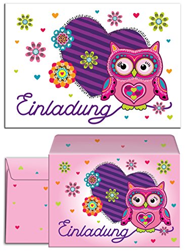 JuNa-Experten 12 Einladungskarten incl. 12 Umschläge Geburtstag Kinder Eule Herz für Mädchen Einladungen Kindergeburtstag Geburtstagseinladungen Kartenset Party Umschlag JuNa-Experten 12 Einladungskarten incl. 12 Umschläge Geburtstag Kinder Eule Herz für Mädchen Einladungen Kindergeburtstag Geburtstagseinladungen Kartenset Party Umschlag von JuNa-Experten