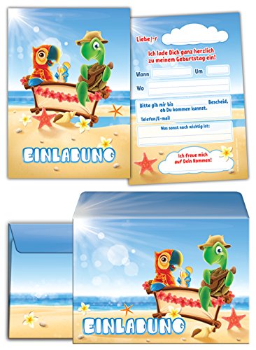 JuNa-Experten 12 Einladungskarten incl. 12 Umschläge zum Kindergeburtstag für Mädchen und Jungen Papagei und Schildkröte/süße und lustige Einladungen/schöne und bunte Geburtstagseinladungen JuNa-Experten 12 Einladungskarten incl. 12 Umschläge zum Kindergeburtstag für Mädchen und Jungen Papagei und Schildkröte/süße und lustige Einladungen/schöne und bunte Geburtstagseinladungen von JuNa-Experten