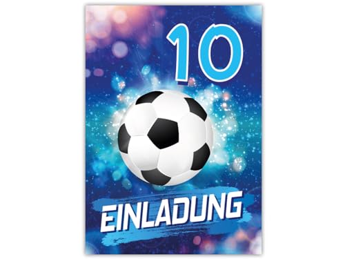 JuNa-Experten 12 Einladungskarten zum 10. Kindergeburtstag Jungen Fußball Fussball Einladungen zehnte Geburtstag von JuNa-Experten