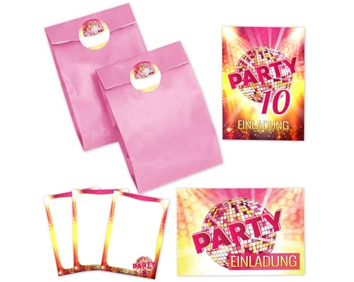 JuNa-Experten 12 Einladungskarten zum 10. Kindergeburtstag Mädchen Disco VIP Einladung zehnte Geburtstag incl. 12 Umschläge, 12 Partytüten/rosa, 12 Aufkleber, 12 Mini-Notizblöcke JuNa-Experten 12 Einladungskarten zum 10. Kindergeburtstag Mädchen Disco VIP Einladung zehnte Geburtstag incl. 12 Umschläge, 12 Partytüten/rosa, 12 Aufkleber, 12 Mini-Notizblöcke von JuNa-Experten
