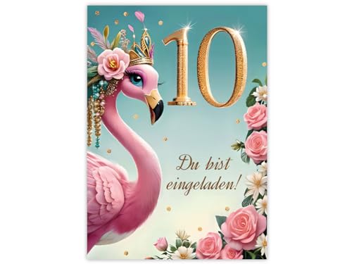 JuNa-Experten 12 Einladungskarten zum 10. Kindergeburtstag Mädchen Flamingo coole bunte Einladungen zehnte Geburtstag Mädchengeburtstag JuNa-Experten 12 Einladungskarten zum 10. Kindergeburtstag Mädchen Flamingo coole bunte Einladungen zehnte Geburtstag Mädchengeburtstag von JuNa-Experten