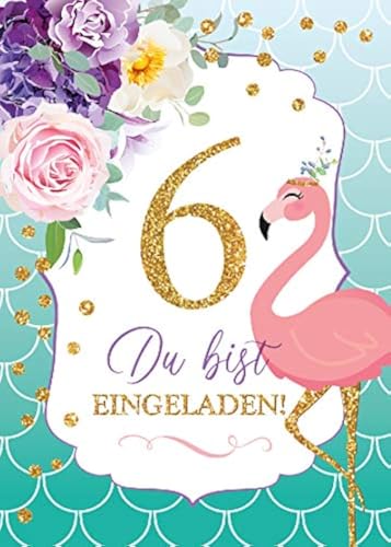 JuNa-Experten 12 Einladungskarten zum 6. Kindergeburtstag Mädchen Flamingo Einladungen zum sechsten Geburtstag JuNa-Experten 12 Einladungskarten zum 6. Kindergeburtstag Mädchen Flamingo Einladungen zum sechsten Geburtstag von JuNa-Experten